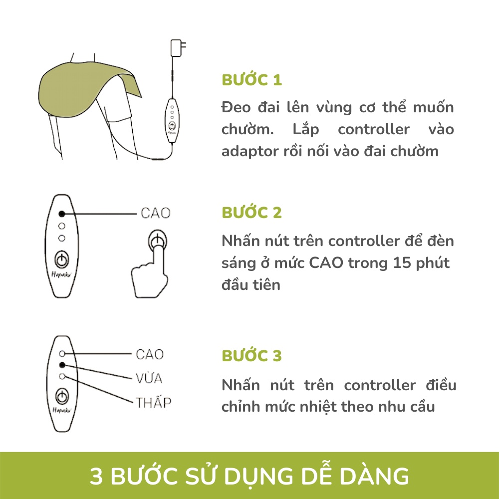 Combo Đai Quấn Nóng Thảo Dược Giảm Đau Lưng Hông, Giảm Mỡ Bụng Dùng Điện & Tấm thảo dược thay thế - Hapaku