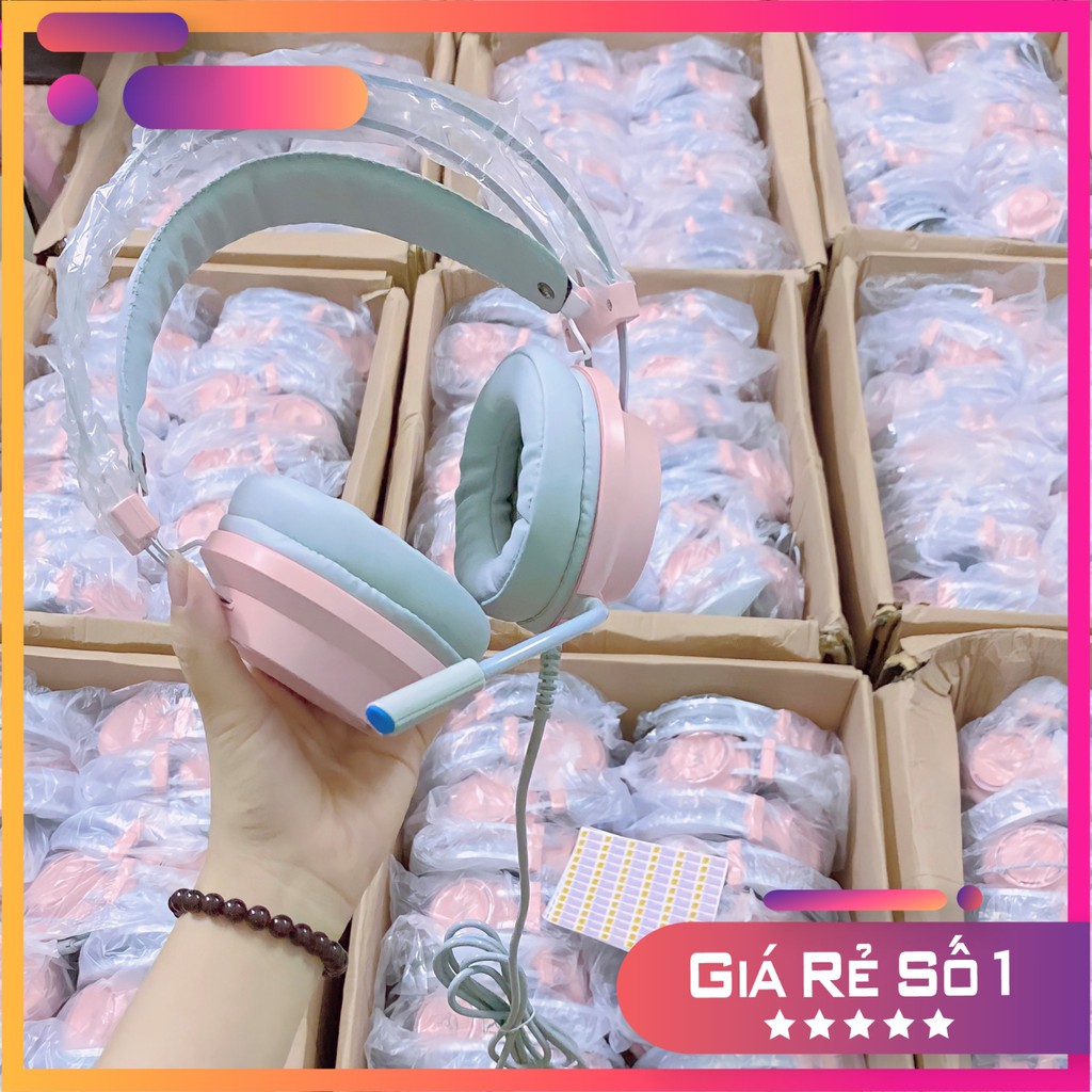 Tai nghe gaming màu hồng Wangming 9800s pink  Âm Thanh 7.1 Jack USB Chính Hãng SỬ DỤNG CHO MÁY TÍNH- Máy Tính Báo Hồng