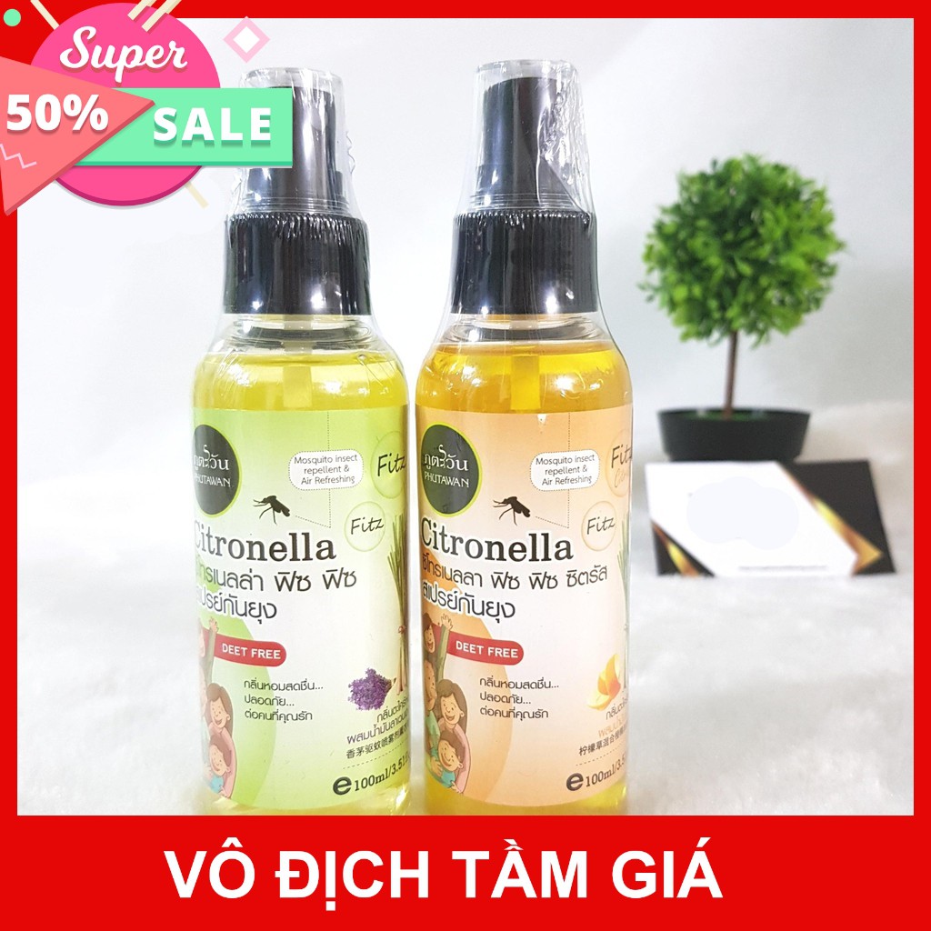 XỊT KHOÁNG CHỐNG MUỖI, CÔN TRÙNG TỪ CÂY SẢ VÀ THẢO DƯỢC THÁI LAN 100ml