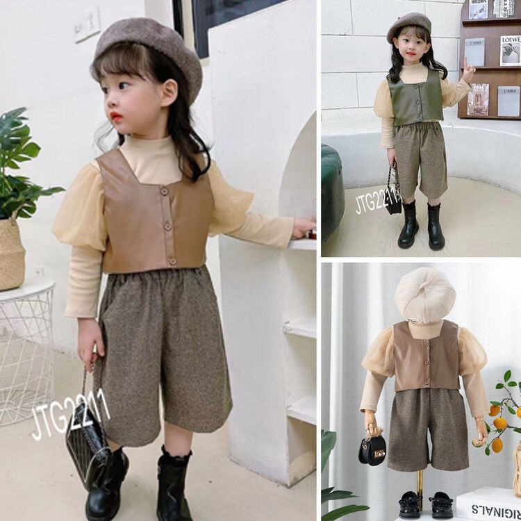 Set Đồ Thời Trang Xuân Thu 2022 Phong Cách Hàn Quốc Cho Bé Gái
