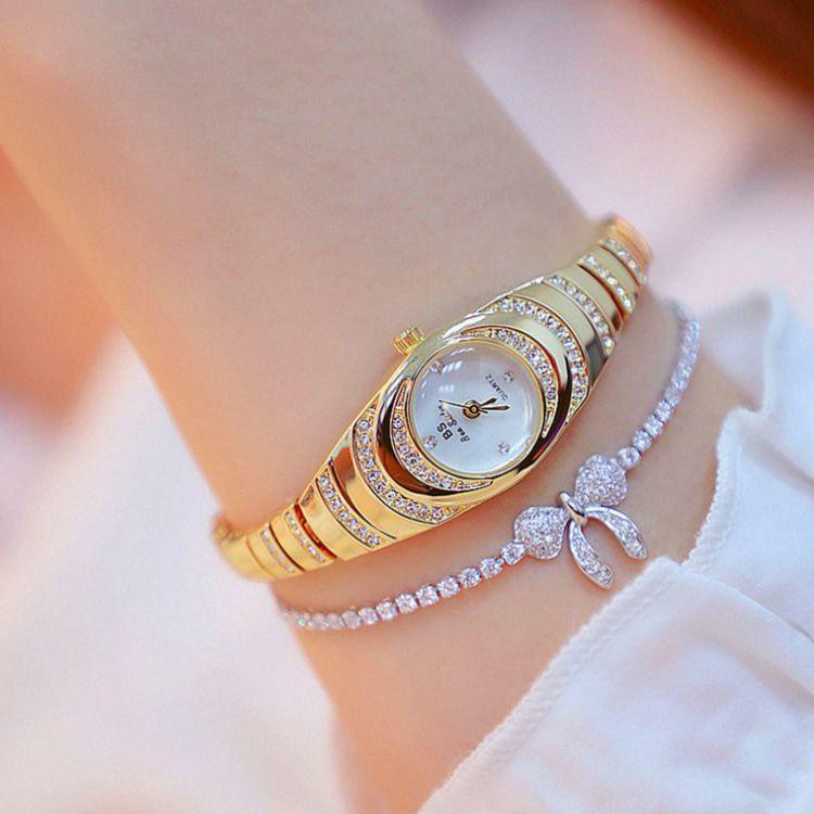 Đồng hồ nữ Bee Sister FA 1540 dạng lắc tay xinh xắn, dây thép không rỉ đính đá, mặt kính tráng sapphira