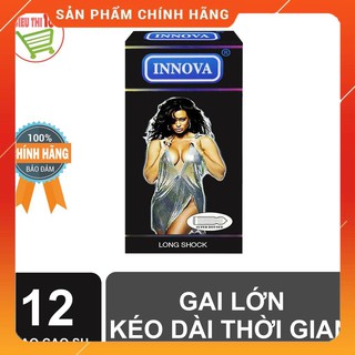 [CHÍNH HÃNG] Bao cao su Innova đen , gai lớn, kéo dài thời gian, hộp 12 cái_GAI LÀ KHÓ CƯỠNG