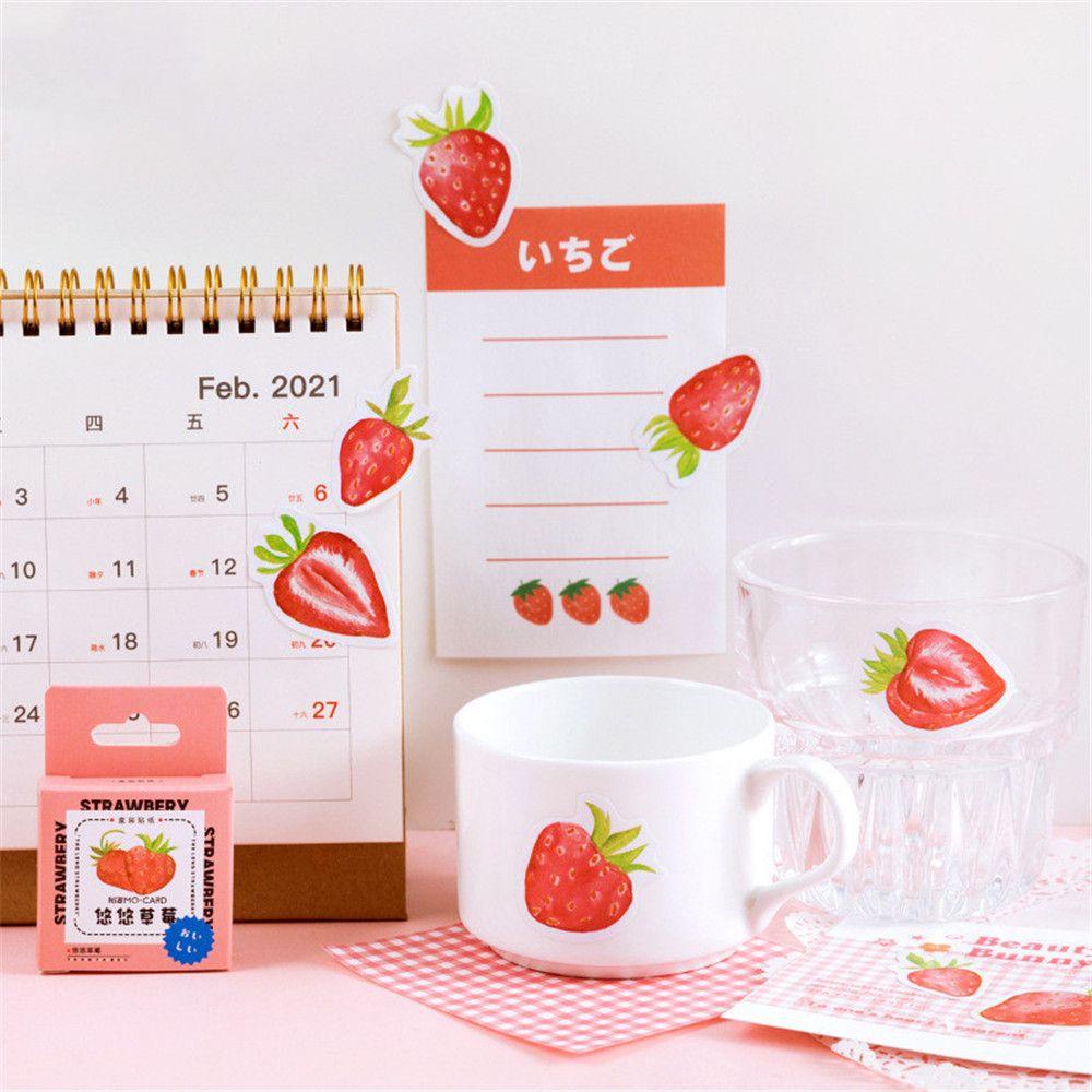 PISTA Hộp 45 Miếng Dán Hình Trái Dâu Trang Trí Sổ Lưu Niệm Mới DIY
