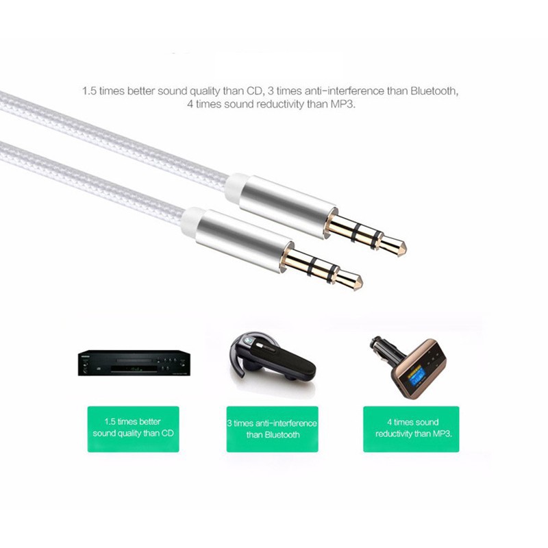 Dây Jack 3.5mm Cổng AUX cao cấp 2 đầu, jack kết nối tai nghe với điện thoại, laptop, pc...
