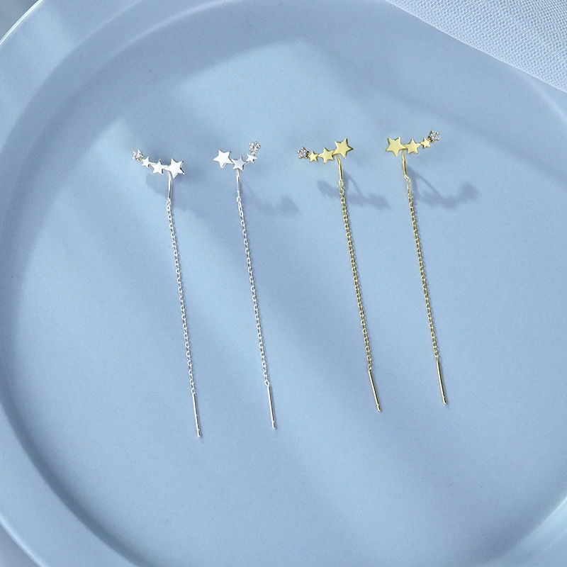 Bông tai dây tòn ten ngôi sai bạc 925 sterling