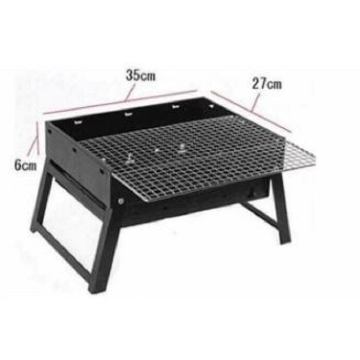 Bếp nướng than dài - Ngắn, Bếp nướng than hoa, than củi vuông dài không khói có vỉ nướng nhỏ gọn