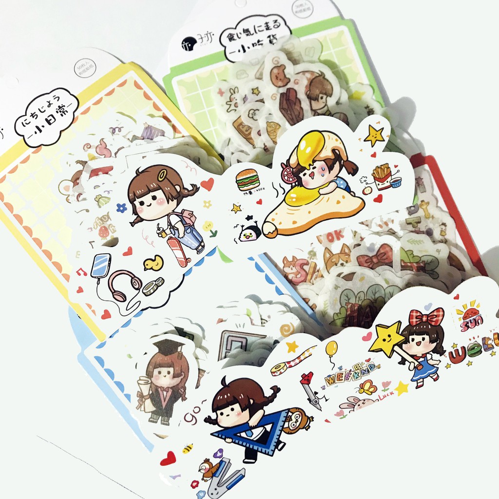 Set sticker dán hình bé gái xinh xắn nhiều màu sắc DTOnline (ngẫu nhiên)