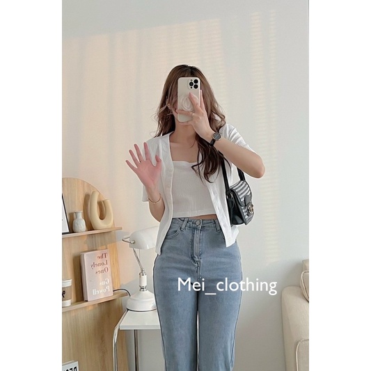 Set Áo Cardigan ngắn Tay Kèm Áo 2 Dây Phong Cách Hàn Quốc A6