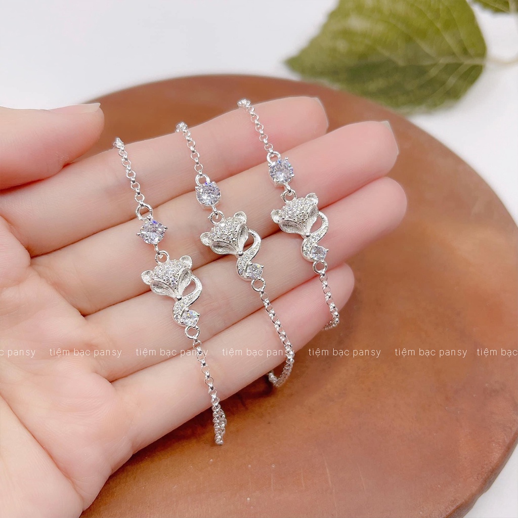 Lắc tay bạc nữ PANSY hồ ly tình duyên, vòng tay thời trang bằng bạc ta 925 cao cấp