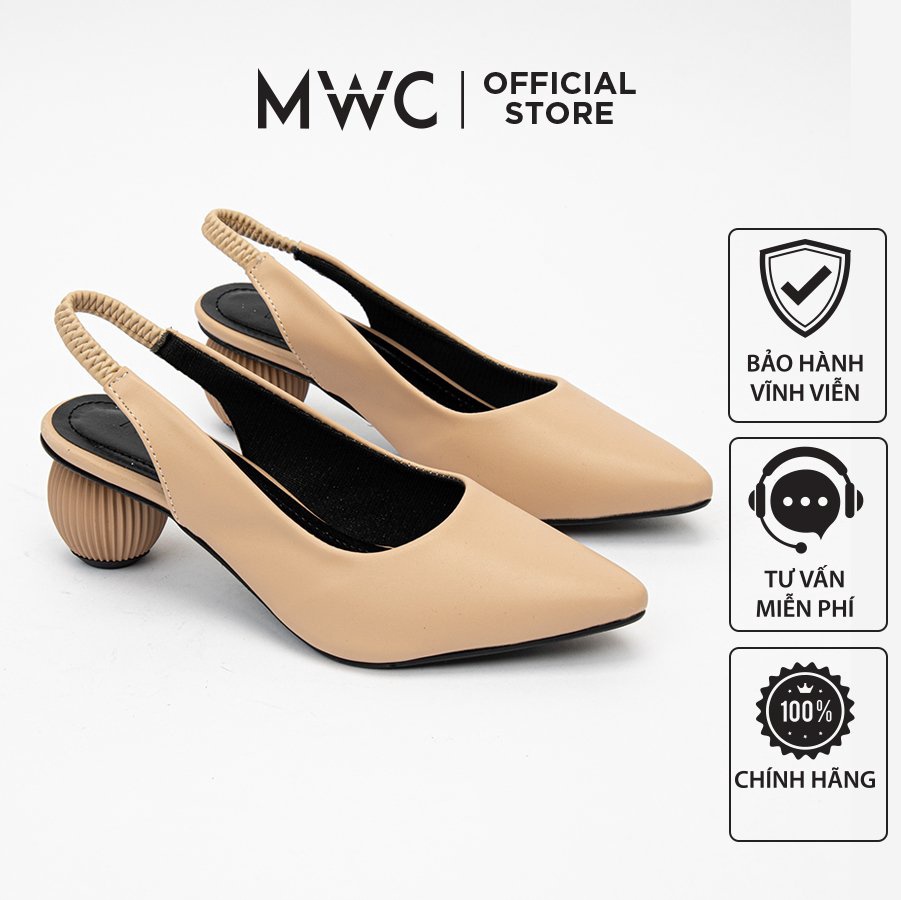 Giày MWC 4252 - Giày Búp Bê Cao Gót Đế Tròn 5CM Quai Hậu Basic