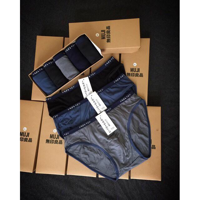 Hộp 5 quần sịp nam tam giác cotton trơn + Size XL XXL 3XL