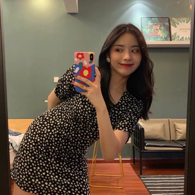 Váy xuông hoa nhí