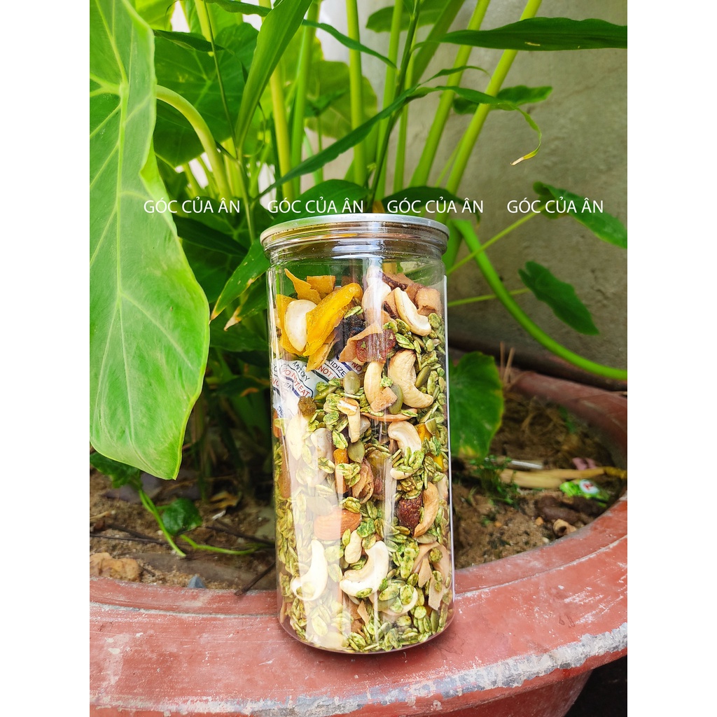 Granola Matcha Nhiều Hạt 500g- Ngũ Cốc Vị MATCHA Ăn Kiêng Không Đường (35% yến mạch)