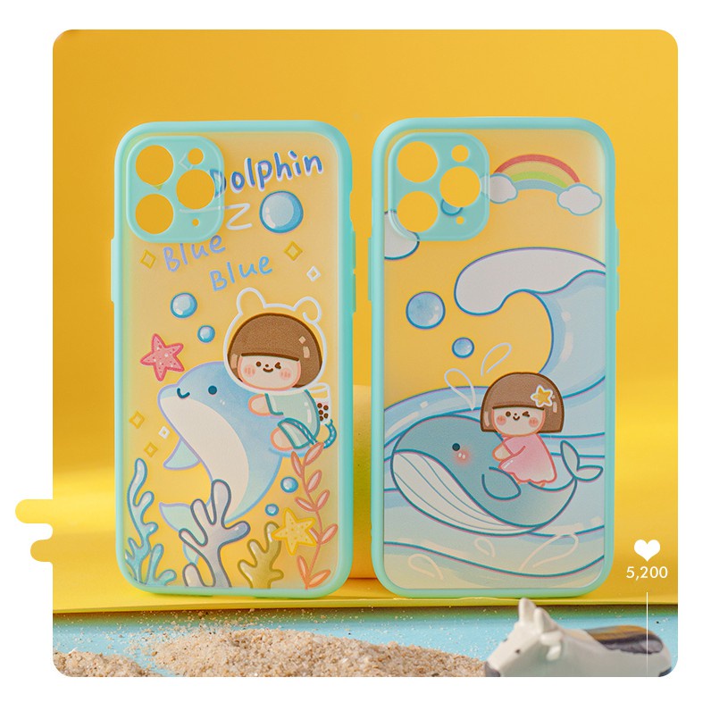 Ốp lưng iphone viền nhám Duck 2  bảo vệ camera 6/6plus/7plus/8plus/x/xs/xs max/11/11promax DT05- Dino case