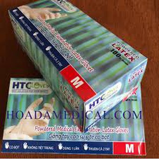 GĂNG TAY Y TẾ HTC MÀU TRẮNG CÓ BỘT [CHÍNH HÃNG]