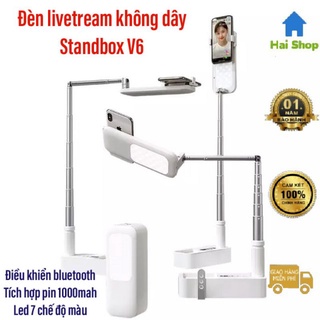Đèn livetream để bàn, chụp ảnh ko dây gấp gọn Standbox V6, điều khiển bluetooth, đèn led 2 mặt, xoay 360 độ