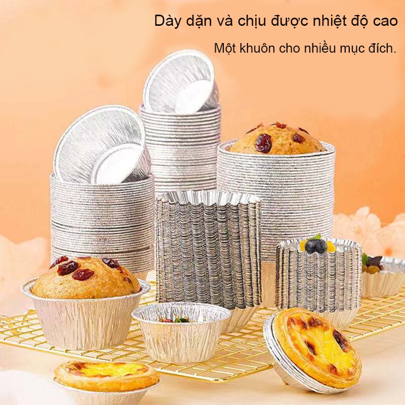 Khuôn giấy bạc nướng bánh đế lót bánh tart trứng dùng 1 lần( combo 100 cái )