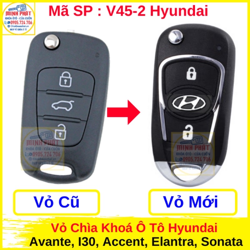 Vỏ chìa khóa xe Hyundai Accent, I30, Elantra