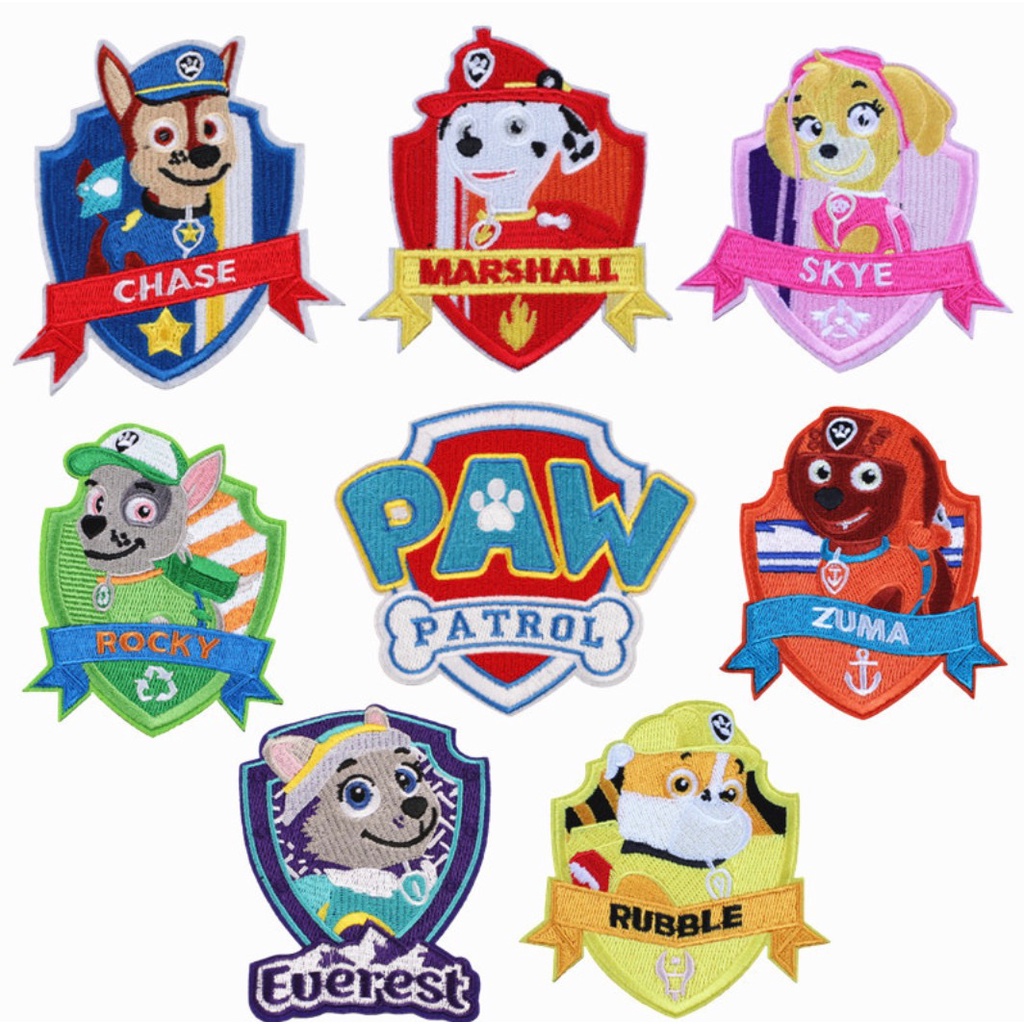 50 MẪU miếng DÁN ỦI quần áo bé TRAI mẫu giáo STICKER THÊU CAO CẤP CÓ SẴN KEO ỦI hình chó cún cưng PAW PATROL MARSHALL