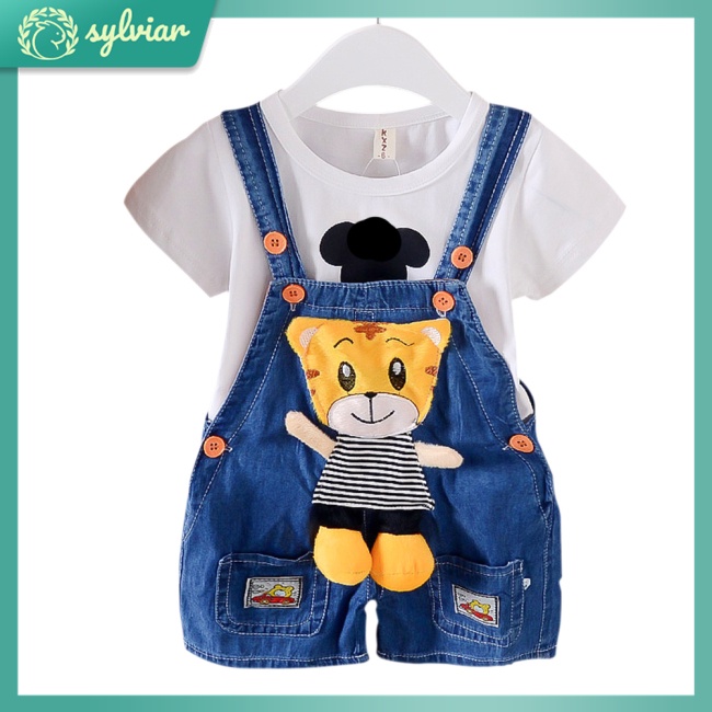 Quần Yếm Jeans In Hình Hoạt Hình Dễ Thương Dành Cho Trẻ Nhỏ