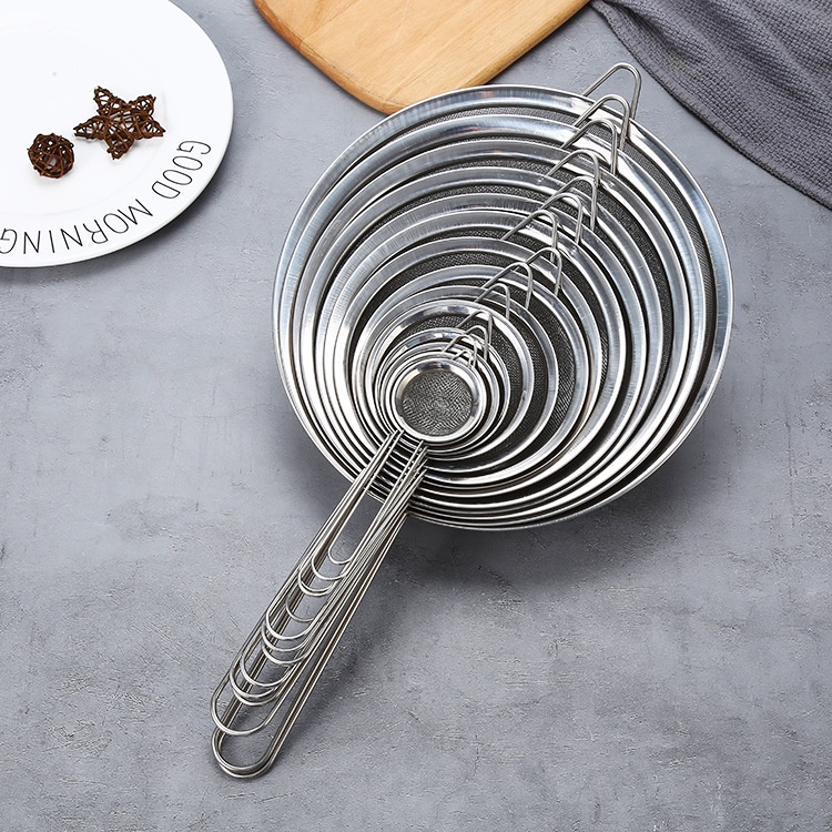Vợt inox vớt bọt lọc dầu, dụng cụ lọc thức ăn, trà cà phê, đồ làm bánh, lưới lọc thực phẩm inox 2 lớp