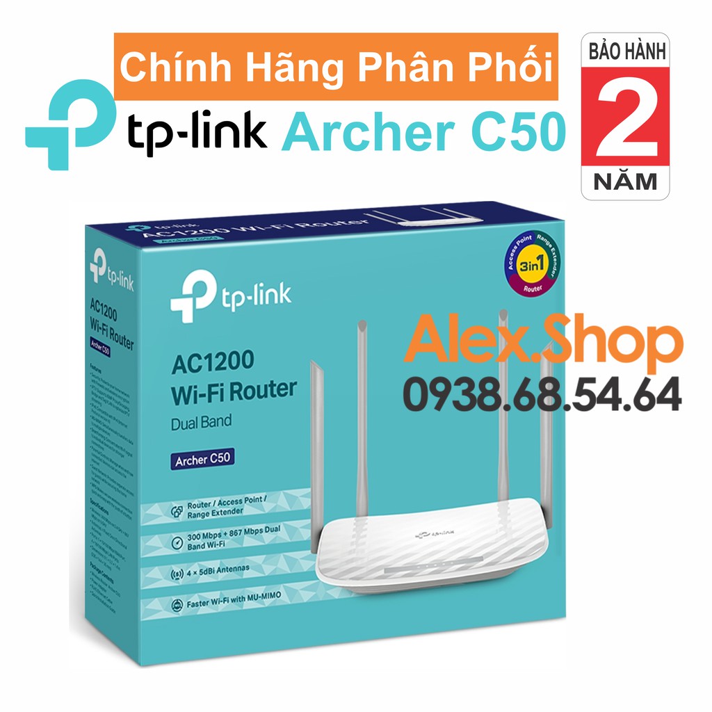 [Chính Hãng] Phát Sóng Wifi TP-Link C50 v6 Băng Tần Kép 1200M Hàng Phân Phối Chính Thức - BH 24 Tháng