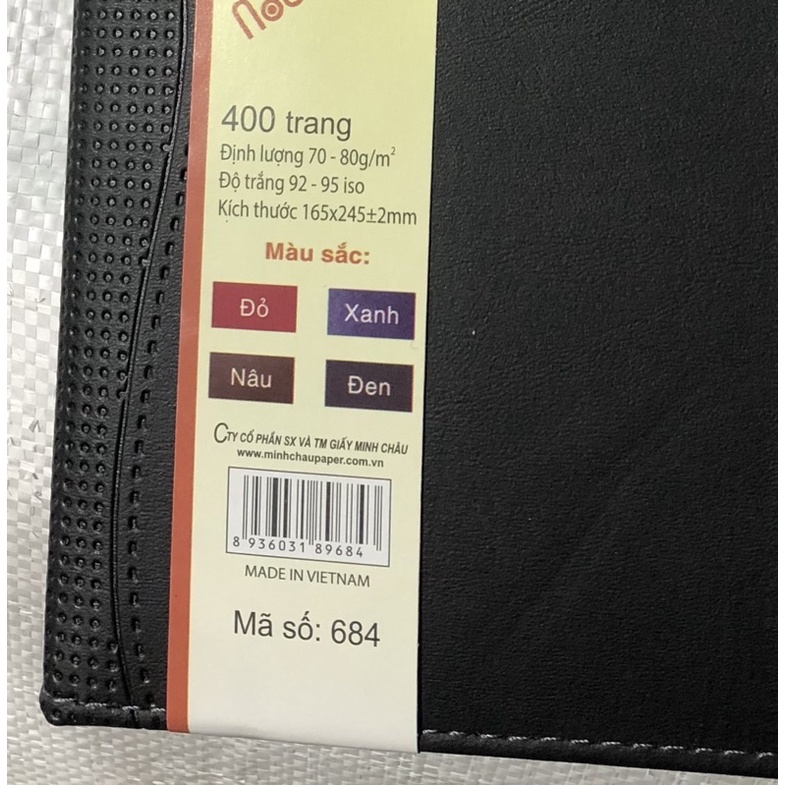 Sổ da a4 Minh Châu CLA4-10T sổ bìa da mềm, sổ da may viền 400tr định lượng 80gsm cao cấp