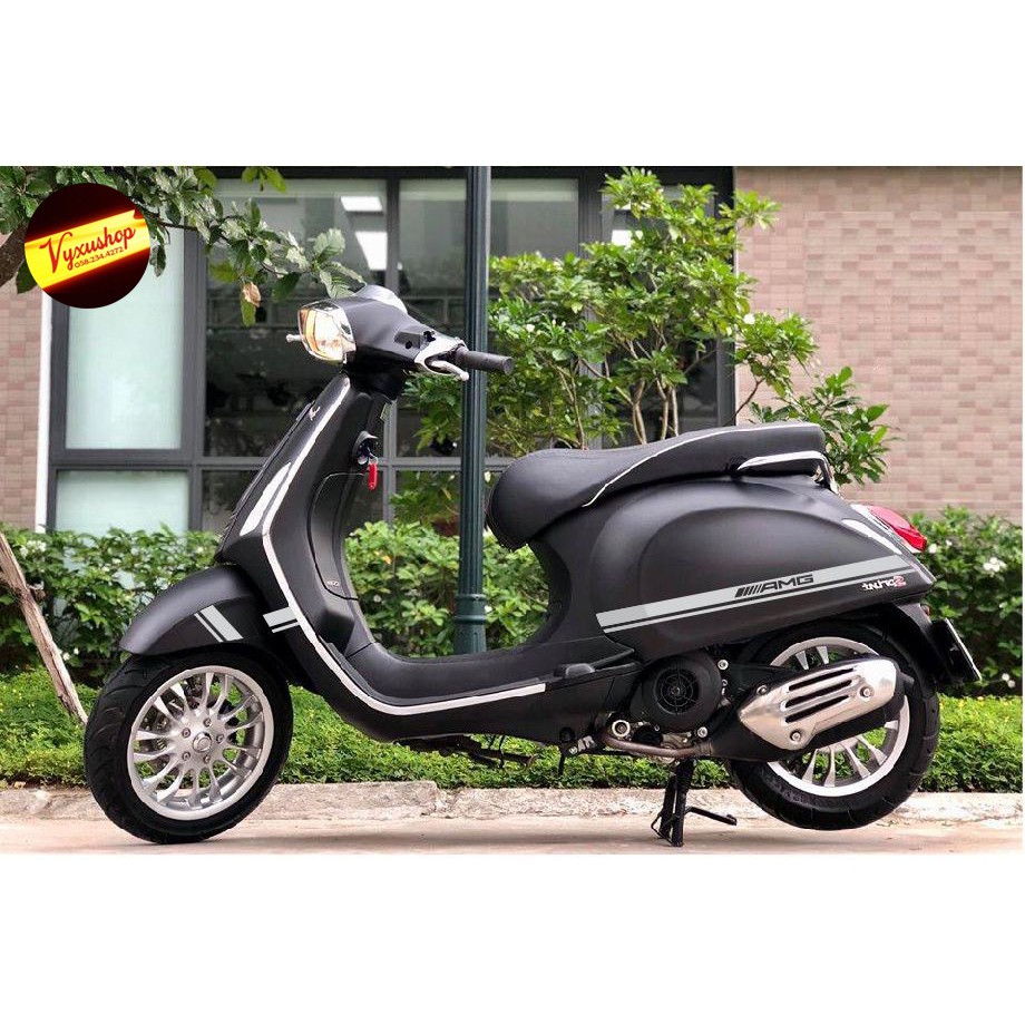 (Tem 3 lớp) Decal dán xe Vespa AMG Lx 125, Lx 150, Sprint, Primavera các màu decan đỏ, đen, ghi, sticker dán xe độc lạ