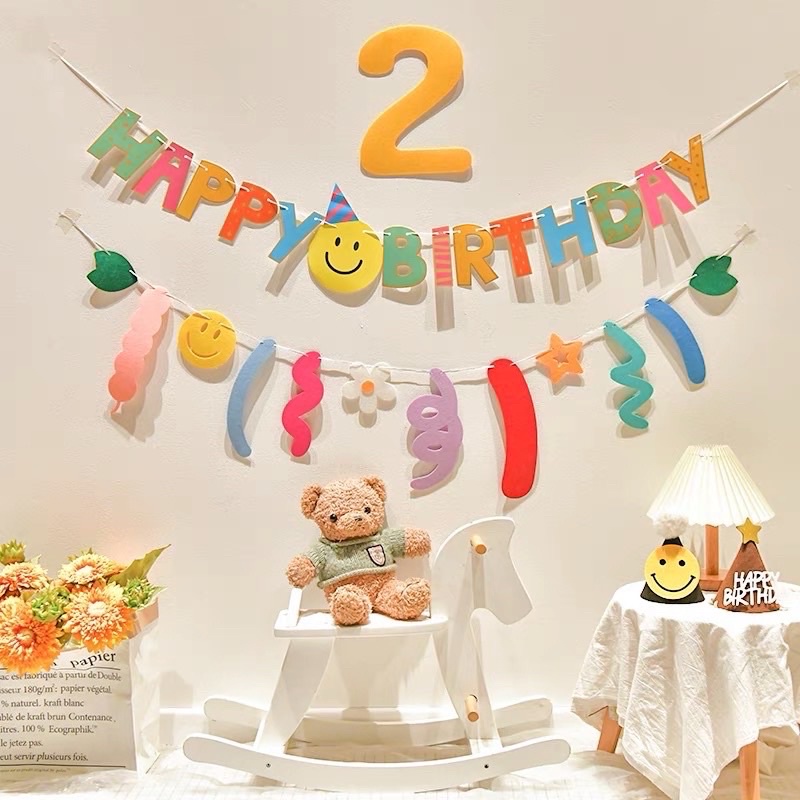 Dây chữ happy birthday dây treo sinh nhật, trang trí sinh nhật phong cách Hàn Quốc