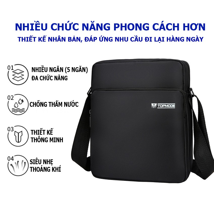 [RẺ VÔ ĐỊCH] Túi Đeo Chéo Nam Chống Nước - Size Lớn Đựng Vừa IPAD Pro 11 Inch - 27 x 23 x 8 cm - TOPMODE