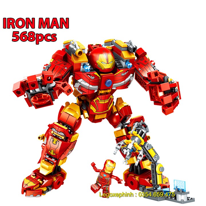 Lego Xếp Hình Ninjago Iron Man ( Người Sắt ) 2018. Gồm 568 chi tiết. Lego Ninjago Lắp Ráp Đồ Chơi Cho Bé.