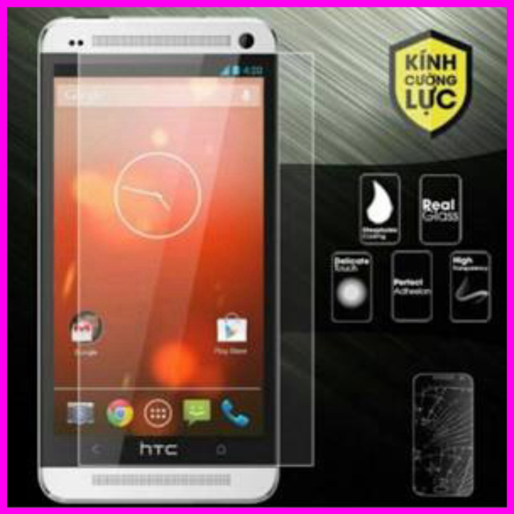 kính cường lực HTC M7 Kinh trong suốt mài cạnh tặng kèm khăn lau. FRRE SHIP