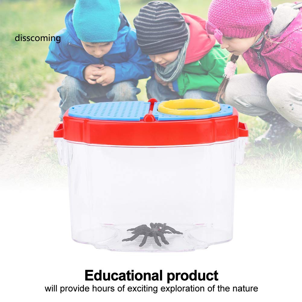 Bộ hộp nhựa đựng quan sát côn trùng gắn kính lúp độ phóng đại 4.5X HD sáng tạo cho trẻ
