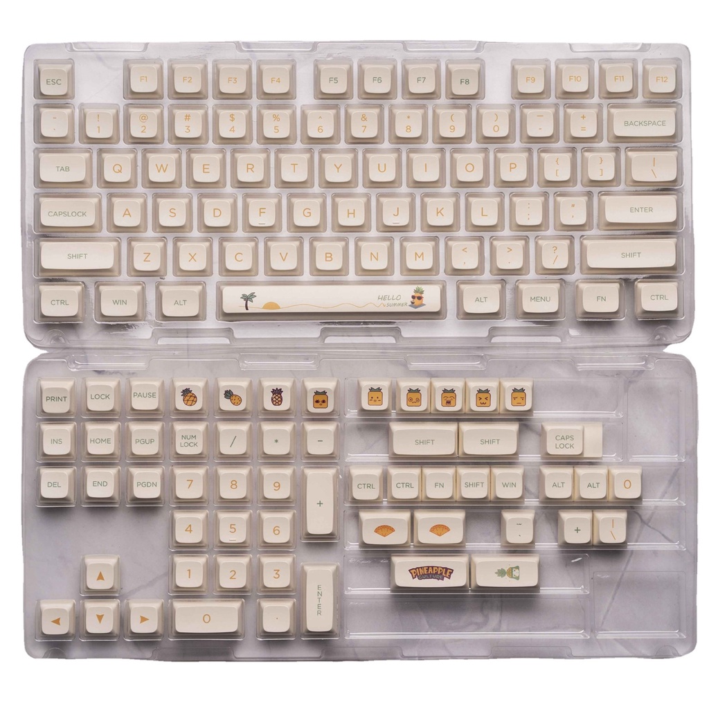 Keycap Dứa Pineapple Vàng Trắng, Nút Bàn Phím Cơ nhựa PBT 144 phím in Dye Sub Profile XDA