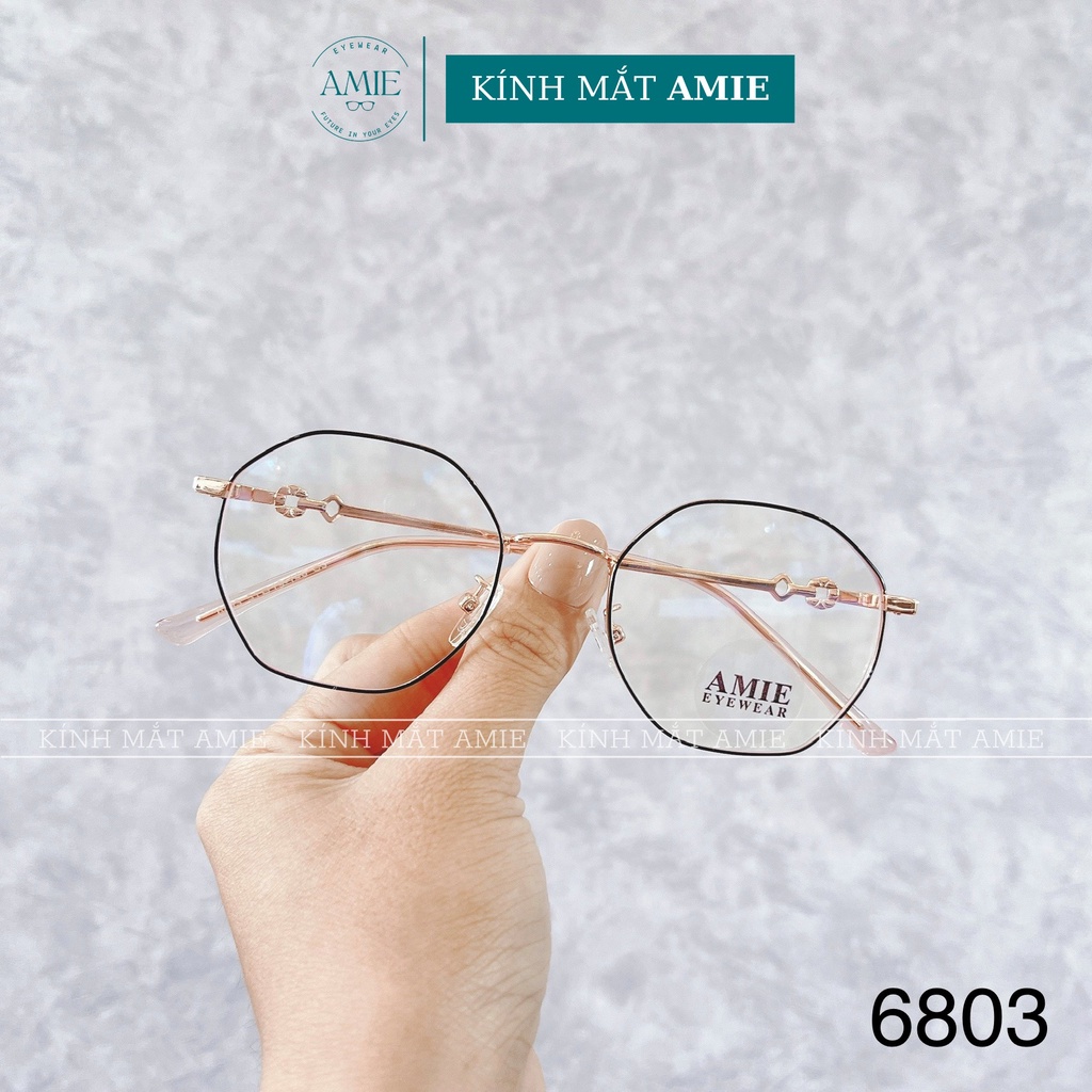 Gọng kính mắt cận tròn AMIE Eyewear chất liệu kim loại thanh mảnh màu sắc thời trang nữ 6803