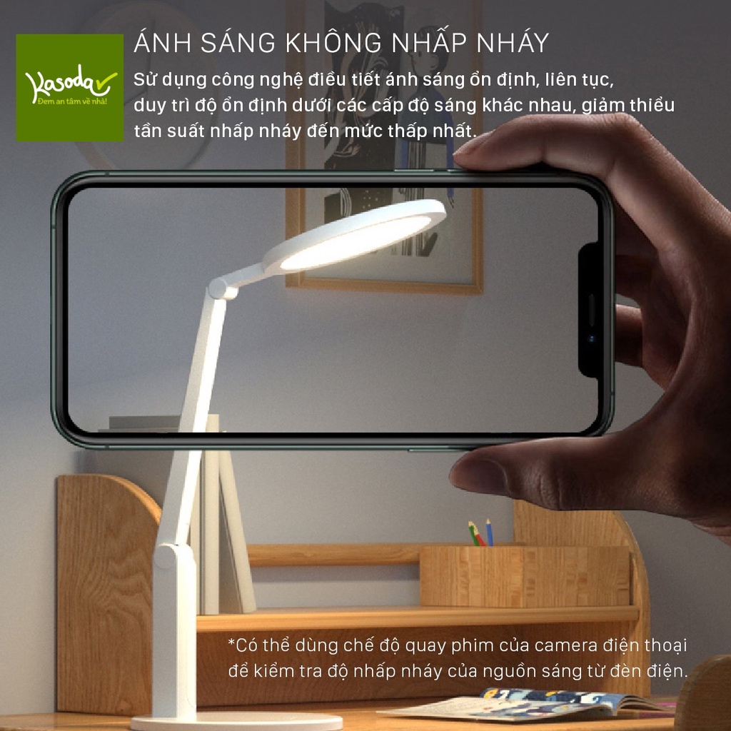 Đèn bàn đĩa tròn chống cận Tojane bảo vệ mắt bóng LED không nhấp nháy đèn học ánh sáng vàng trắng điều chỉnh độ sáng