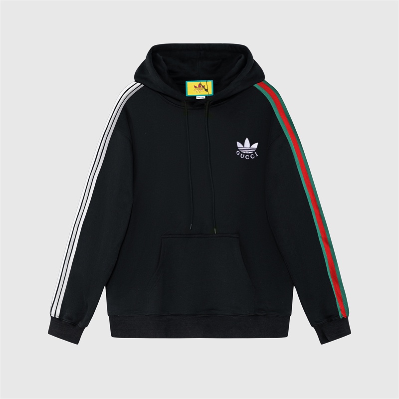 Gu Collaboration adidas * Áo Sweatshirt Thêu Biểu Tượng Phía Trước Phối Màu Tương Phản Thời Trang Đường Phố