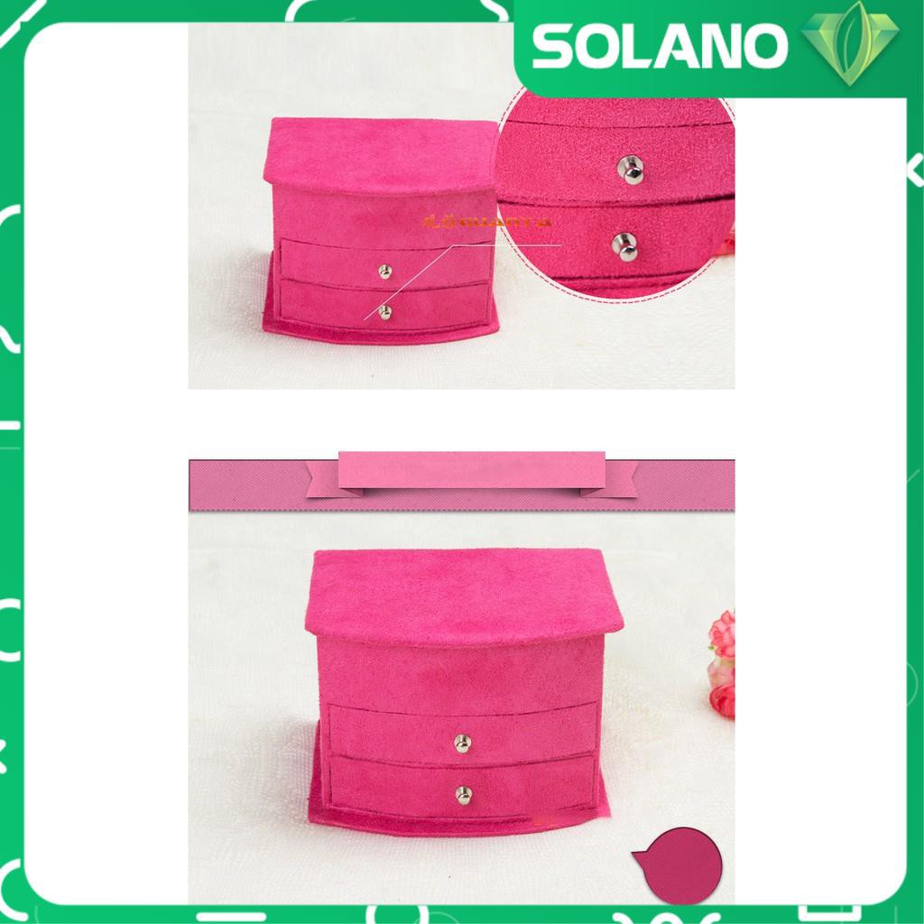 Hộp Đựng Trang Sức 3 Tầng Bọc Nhung Có Gương SOLANO DHDTS