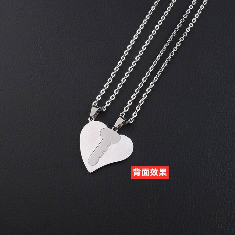 Simple and fashion titanium steel love couple necklace