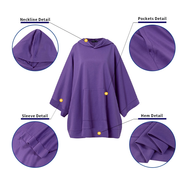 Áo hoodie ZANZEA màu trơn tay áo rộng phối túi mặt trước thời trang mùa đông cho nữ | BigBuy360 - bigbuy360.vn