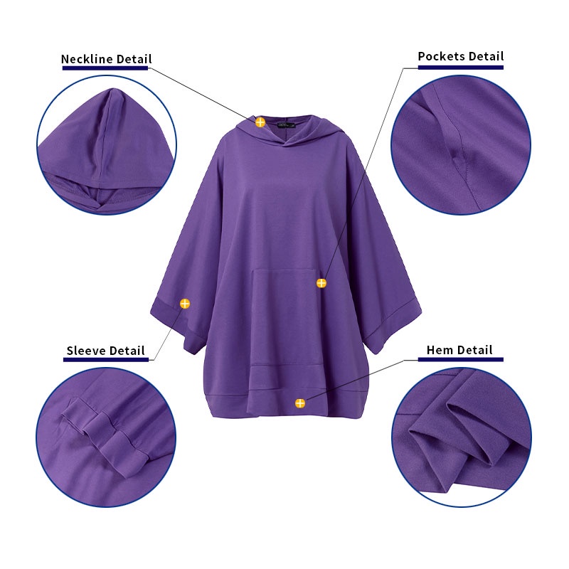 Áo hoodie ZANZEA màu trơn tay áo rộng phối túi mặt trước thời trang mùa đông cho nữ