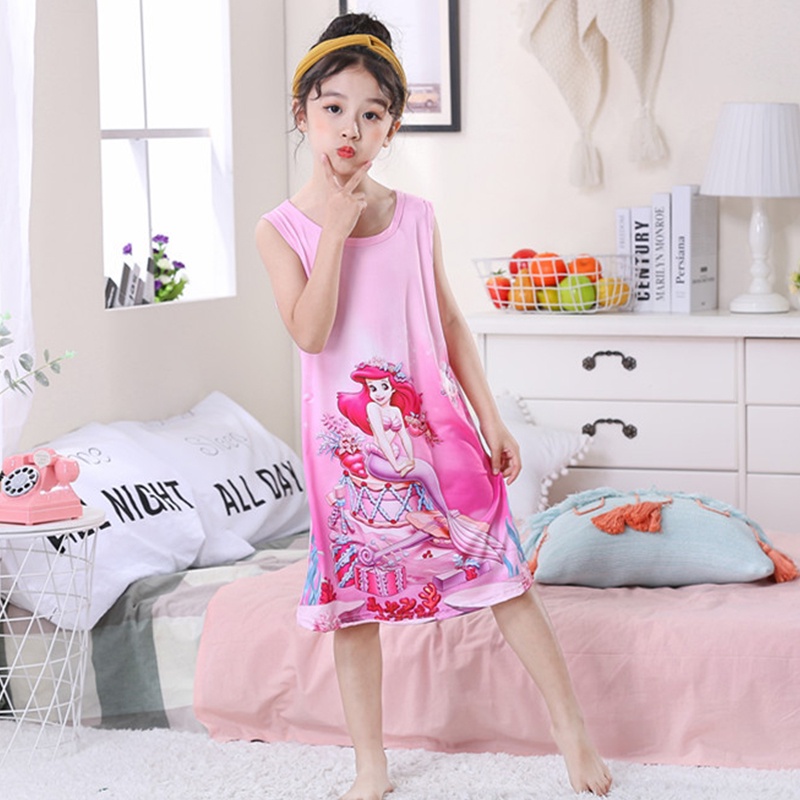 Đầm Ngủ In Hình Chuột mickey Đáng Yêu Cho Bé Gái akku