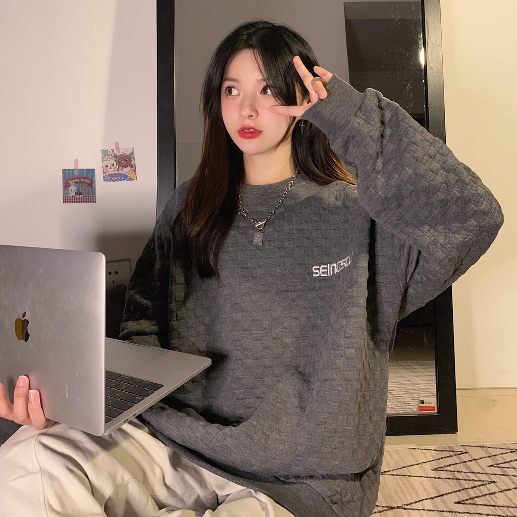 Áo Sweater Mỏng Tay Dài Cổ Tròn Dáng Rộng Phong Cách Hàn Quốc Dành Cho Nữ | BigBuy360 - bigbuy360.vn