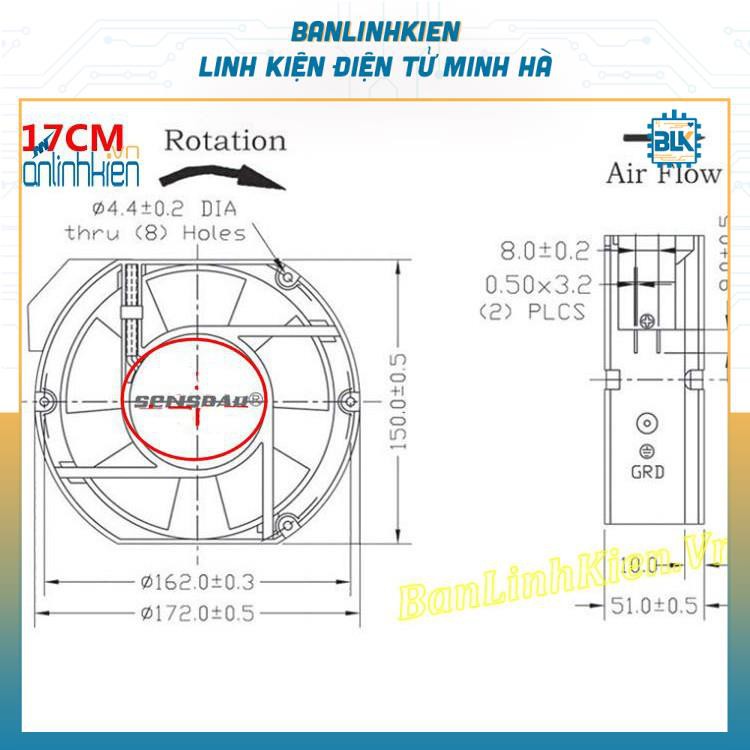 Quạt Tản Nhiệt AC220V 172x150x51MM FP-108EX-S1-B