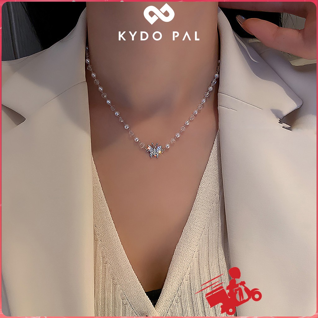 Vòng cổ nữ cá tính choker bướm ngọc đính trai dây chuyền thời trang MCK32 - KYDO PAL Phụ kiện trang sức