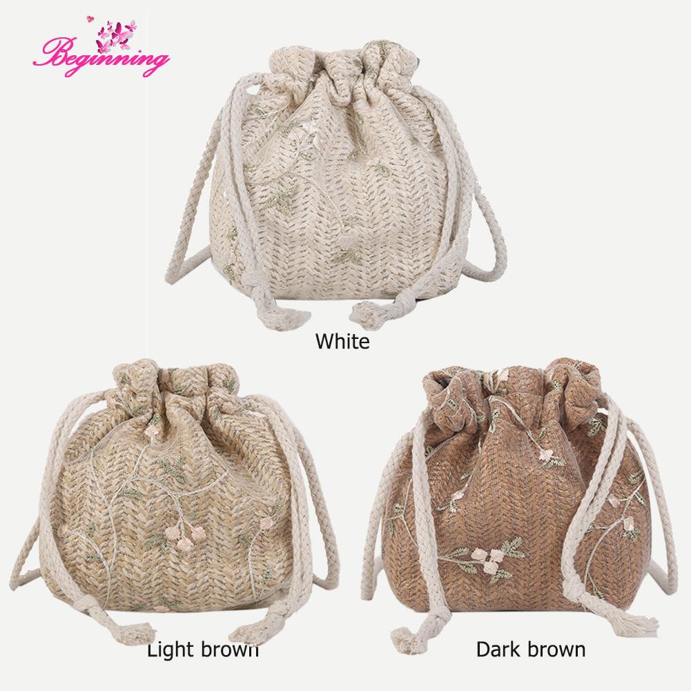 Beginning - Túi dệt kim đeo chéo thêu hoa xinh xắn dành cho nữ