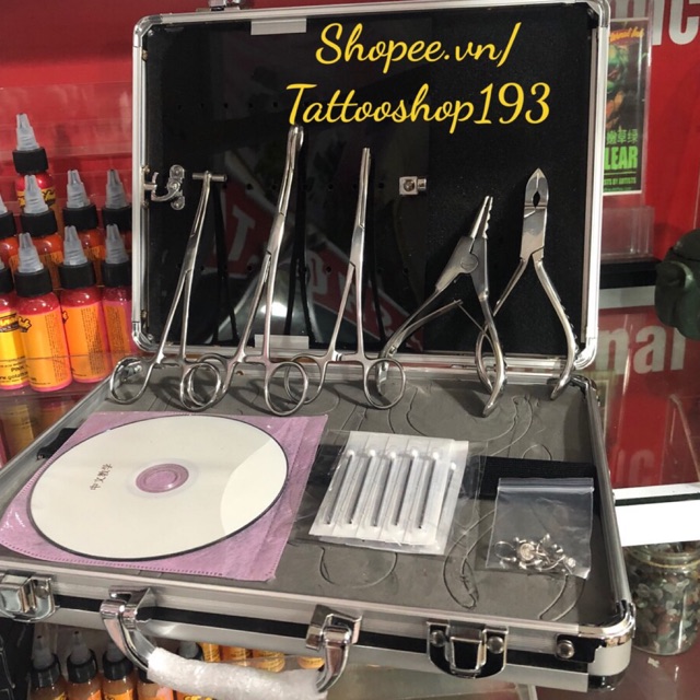 Bộ dụng cụ bấm khuyên,5 kìm,10 kim và 10 khuyên