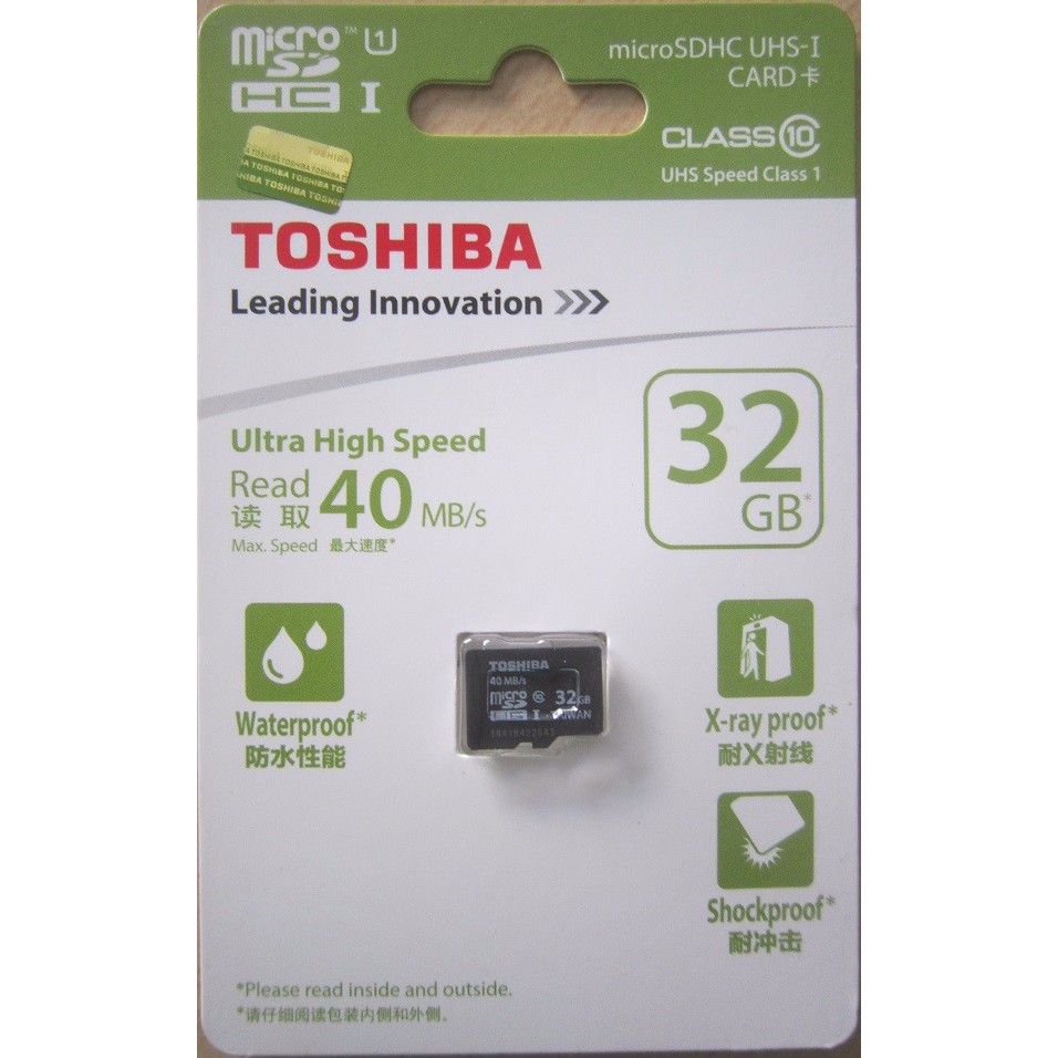 THẺ NHỚ 32G TOSHIBA CLASS 10 UHS-1 - BH 12 THÁNG 1 ĐỔI 1