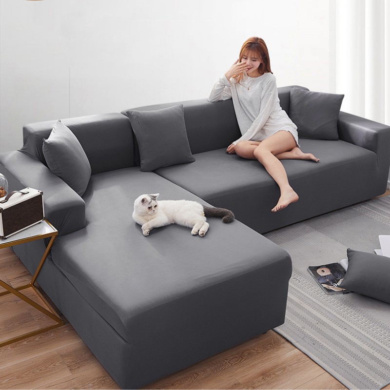 Bọc ghế sofa màu trơn vải thun mềm mại co giãn size 1 chỗ 2 chỗ 3 chỗ 4 chỗ sofa chữ L