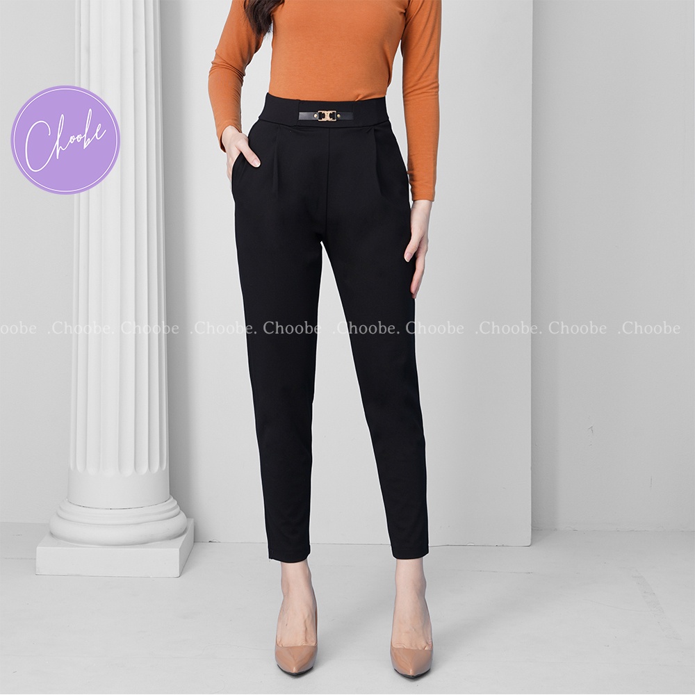 Quần baggy nữ Choobe lưng cao cạp chun vải Umi co giãn đồ công sở đẹp cao cấp màu đen đi học form chuẩn tôn dáng Q39